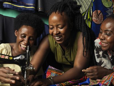 BRAC Rwanda participant Colette with her friends