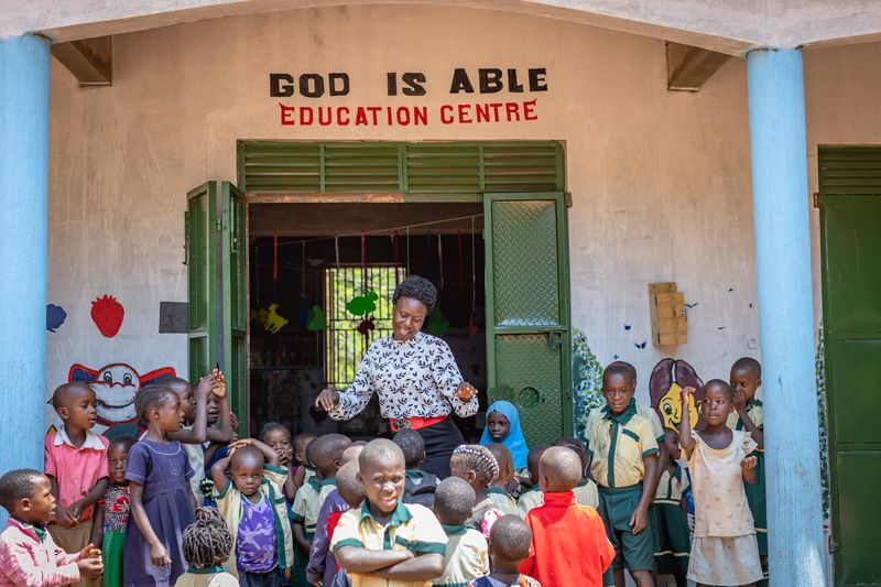 A childcare centre in Uganda run by a trained play leader who graduated from a BRAC youth club. Photo: Twal Photography
