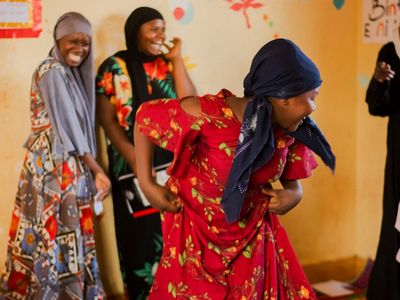 Girls dance in an AIM club. Youth empowerment girls empowerment women girls youth