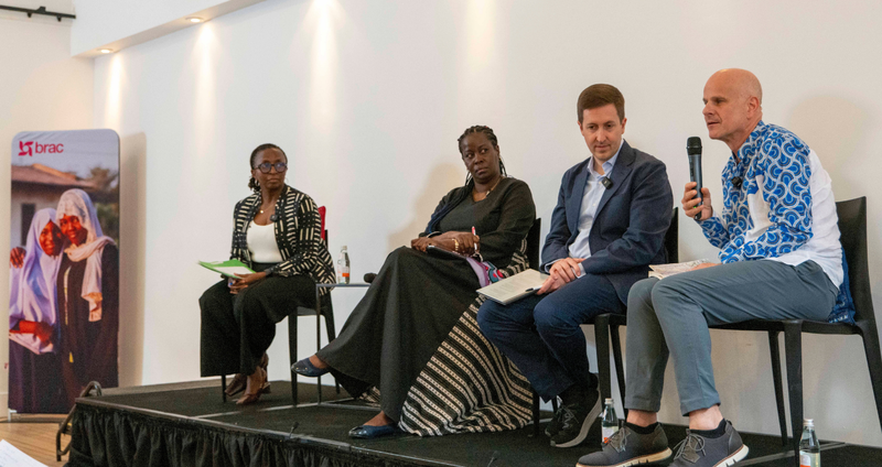 A panel discussion with leaders from BRAC International, Mastercard Foundation, Co-Impact, and Innovations for Poverty Action at BRAC's 2026 event alongside UNGA, Collaborative Action: Scaling Proven Development Solutions