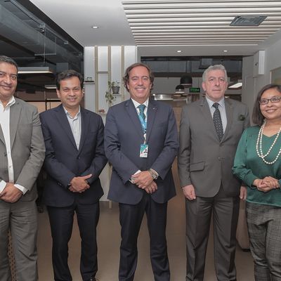 Former Brazilian Ambassador to Bangladesh Joao Tabajara de Oliveira Junior poses for a photo with BRAC Executive Director Asif Saleh and BRAC Senior Director, People, Culture & Communications Moutushi Kabir during his visit to BRAC Centre in Dhaka.