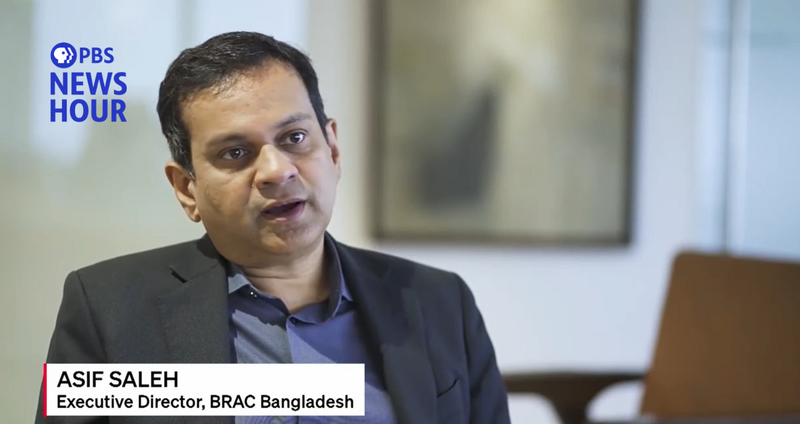 Asif Saleh Executive Director of BRAC speaking in this PBS Newshour story about climate change in Bangladesh.