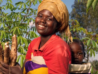 Angelique grows Cassava on her farmland near her home.