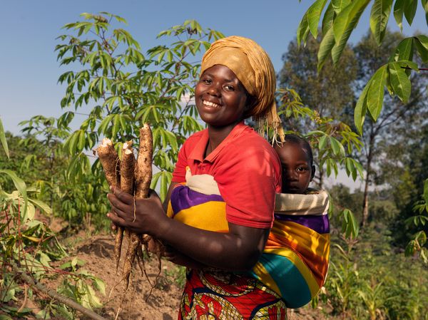 Angelique grows Cassava on her farmland near her home.