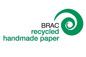 BRAC Recycled Handmade Paper logo includes a green swirl