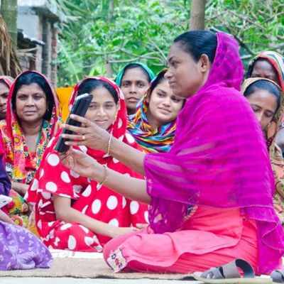 Participants of the Ultra-Poor Graduation program utilize technology to ensure financial literacy best practices in Rangpur, Bangladesh