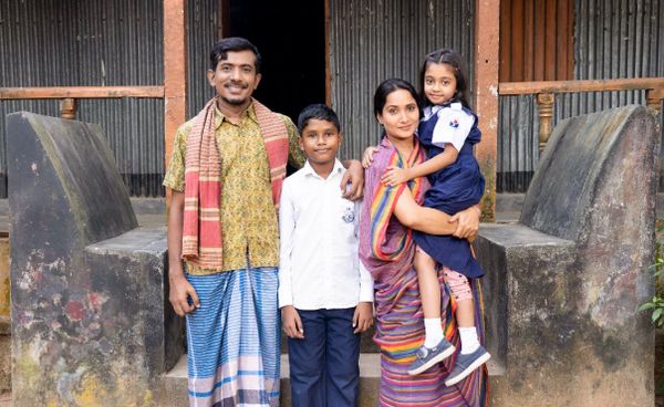 A family stands together