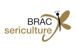 The logo shows a brown butterfly with its left wing wrapped around the words BRAC sericulture