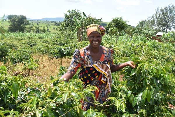 Filomena standing in her field.