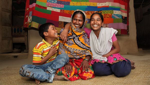 An Ultra Poor Graduation participant with her family