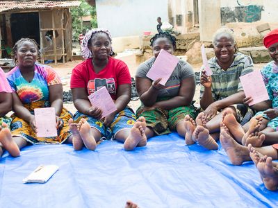 BRAC Microfinance client group in Liberia with smiling faces