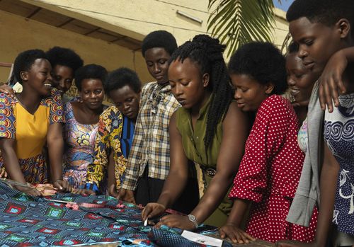 Women participants being trained in Rwanda
