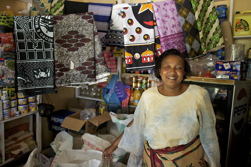 Grace Mninja runs a grocery store in Magarisho in Arusha region. Tanzania.