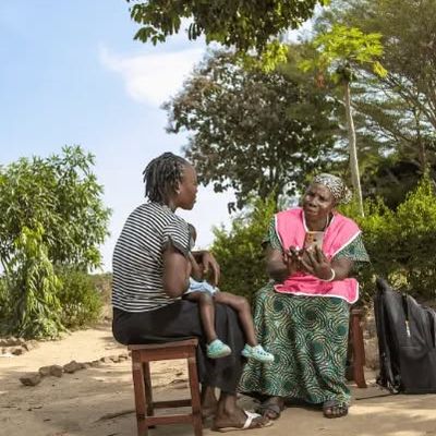 Two women sitting and talking