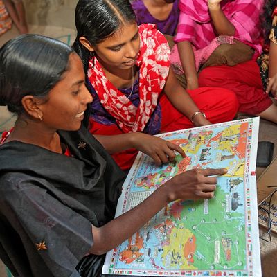 BRAC Bangladesh Youth Empowerment two girls looking at a map