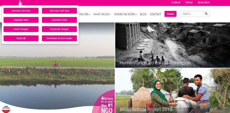 BRAC's website's new accessibility features. To learn more click the link at the end of the article.