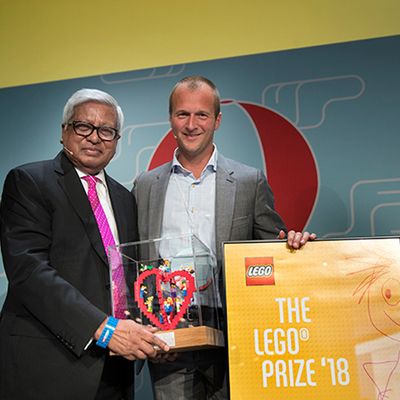 Sir Fazle Hasan Abed, BRAC Founder, accepts the Lego Prize in 2018