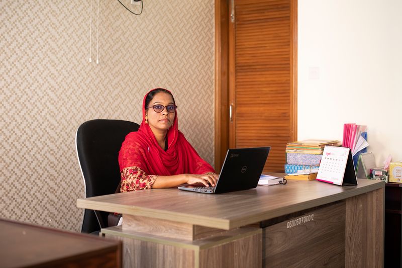 Shahana Akter at her work place. © BRAC